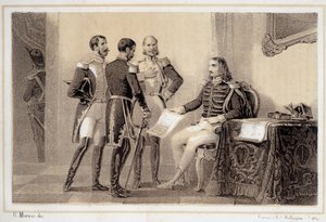 Joachim Murat (1767-1815) som præsenterede programmet for sine generaler for italienerne - i "" Storia d