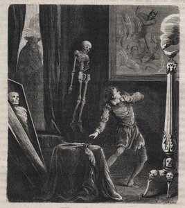 John Chatel (Chastel) (1575-1594) spærret inde af jesuiterne i meditationskammeret - før hans mordforsøg på kong Henrik IV af Frankrig den 27. december 1594. Indgravering af 1879 i "Histoire des societes secretes, politiques et religieuses" ved af Unknown artist