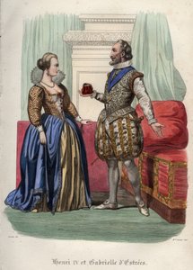 Kong Henrik IV (Henry IV) af Frankrig (1553-1610) og hans elskerinde Gabrielle d