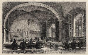 Ecole Polytechnique i Paris i 1873 - Refektoriet - Indgravering fra 1873 i "Le monde illustrious"" af Unknown artist