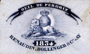Mærket ""Eye of Partridge - Renaudin, Bollinger & Cie à AY - 1834"". af Unknown artist