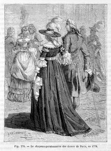 Ladies of Paris lynaflederhat 1778 - gravering af Unknown artist