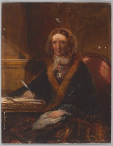 Lady Gough, iført Maharajpoor Star, en af fire damer, der modtog denne dekoration for at være til stede ved slaget den 29. december 1843 (olie om bord) af Unknown artist