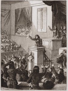 Lazare Nicolas Marguerite Carnot (kaldet arrangøren af sejren eller den store Carnot) annoncerede den 1. september af Unknown artist