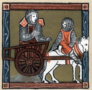 Legend Arthurienne: Lancelot du lac dans la charrette. I "History of French Literature" af Hermann Suchier af Unknown artist