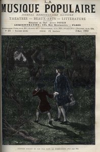 Leopold Mozart og hans søn Wolfgang Amadeus i den sorte skov - Leopold Mozart og hans søn Wolfgang Amadeus i den sorte skov i Tyskland - indgravering i "" Populærmusik""" berømte ugeavis - 1882 af Unknown artist