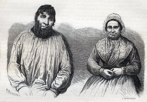 Les epoux Dumollard (Martin Dumollard (1810-1862) og hans kone medskyldig Marie Anne (Marie-Anne) Martinet (1814-1875) Gravering af det 19. århundrede af Unknown artist