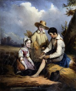 Les petits reapers (en skadet i foden), v.1840 af Unknown artist
