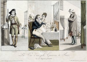 Livet som en smuk dreng i Paris eller den perverse bonde: ankomsten, fredainerne og hospitalet - Carnavalet. af Unknown artist