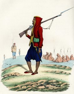 Let infanteri af Emir Abd-el-Kader, modstand fra den franske hær i Afrika under Algier-ekspeditionen i 1830. I”” Storia d