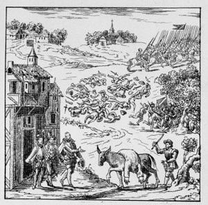 Ludvig I af Bourbon, prins af Conde (Bourbon-Conde) (1530-1569) blev dræbt i kamp, og hans lig, sat på en anesse, blev bragt til Jarnac, udsat for synet af hele hæren og derefter solgt til hertugen af Longueville, hans svoger, der lod ham bære af Unknown artist