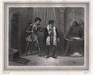 Ludvig XI, fange af Charles the Temerary, hertug af Bourgogne - Konge af Frankrig Ludvig XI (konge 1461-1483) mødte sin modstander Charles the Temerary hertug af Bourgogne i 1467-1477 til Peronne i oktober 1468, periode i Ligue du Bien Public - fransk kong af Unknown artist