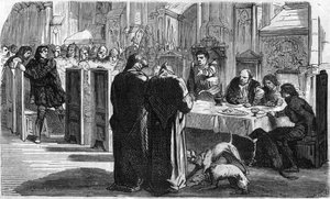 Louis de la Tremoille og hans fanger efter slaget ved Saint-Aubin-du-Cornier (1488). Indgravering af det 19. århundrede. af Unknown artist