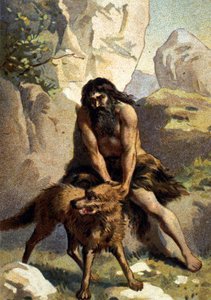 Lycanthropy: Delire af den, der tror, han er forvandlet til en ulv. Chromo fra det 19. århundrede af Unknown artist