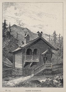 Maison Scandinavian (Scandinavian House) - indgravering af 1889 i "History of human habitation at the Universal Exhibition of 1889, by Mr Charles GARNIER - Librairie centrale des beaux-arts Paris 1889 af Unknown artist