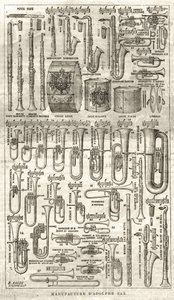 Fremstilling af Adolphe (Adolph) Sax, opfinder af saxofonen (1814-1894). Indgravering i "The Illustrious Universe" fra 1867. af Unknown artist