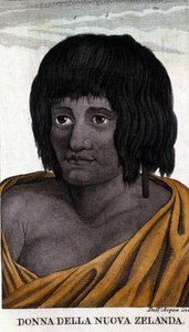 Maori kvinde fra New Zealand. Stik fra begyndelsen af 1800-tallet. af Unknown artist