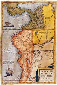 Kort over Colombia og Peru. 1590. af Unknown artist