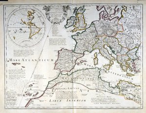 Kort over Europa. Begyndelsen af det 17. århundrede. af Unknown artist
