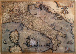 Kort over Italien af Unknown artist