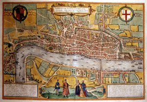 Kort over London i det 16. århundrede. af Unknown artist