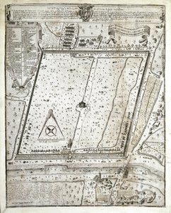 Kort over Milano lazaret under den store pest i Milano i 1630 (Tegning af Unknown artist
