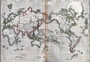 Kort over verden. Italien. Gravering sd. midten af 1800-tallet. af Unknown artist