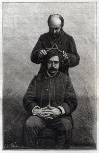 Målinger af hovedets maksimale bredde af politipræfekturet i henhold til metoderne fra Alphonse Bertillon (1853-1914), kendt som "Bertillonnage". Indgravering i ""La Nature"" af Unknown artist