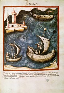 Medicinhandel: ""saltvand"" Side taget fra ""Tacuinum sanitatis"" (Cod. ser. nov. 2644) Omkring 1400 Wien, Østrigs Nationalbibliotek af Unknown artist