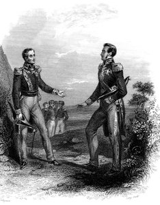 Møde mellem Jose San Martin og Simon Bolivar af Unknown Artist
