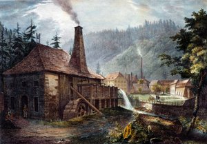 Metallurgi: Udsigt over Framonts smedjer. Litografi omkring 1850. Nancy, historisk museum Lorraine af Unknown artist