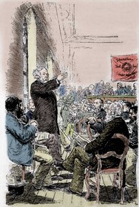 Mikhail Aleksandrovich Bakunin (Bakunin) (1814-1876), russisk anarkist ved Bale-kongressen i Schweiz i september 1869. af Unknown artist