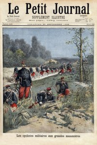 Militære cyklister ved de store manøvrer. Indgravering i "" Le petit journal"" 20/09/1896. Selvas samling. af Unknown artist