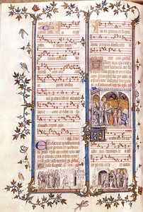 Missal of Saint Denis, ca. 1350. Miniature forestillende Clotaire (Clothaire) og Dagobert. af Unknown artist