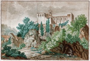 Kloster i Italien. (akvarel, omkring 1850) af Unknown artist