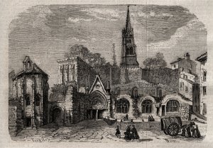 Monolitisk kirke i Saint-Emilion - Kirkemonolit af Saint Emilion i Gironde - indgravering i "Dictionnaire populaire illustrious" - 1864 - af Joseph Decembre og Edmond Allonier - af Unknown artist