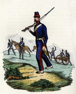 Bjergintilleribataljon af den franske hær af Afrika i Algeriet i 1830. I "" Storia d