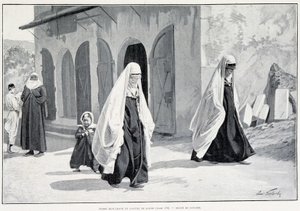 muslimske kvinder i Bosnien. I Tour du monde 1/1896. af Unknown artist