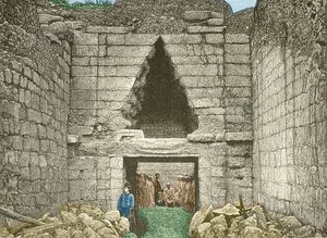 Mycenes, løverporten opdaget af Schliemann af Unknown artist