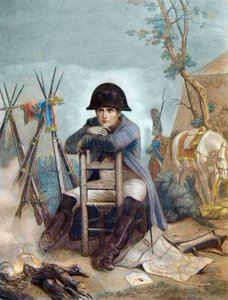 Napoleon ved Bivuak aftenen for slaget ved Austerlitz - gravering af Philippoteaux - Napoleon ved Bivuak. Slaget ved Austerlitz (1805), også kendt som slaget om de tre kejsere