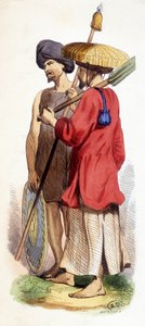 Naturlig (vietnamesisk indfødt) og cokinesisk soldat. Vietnam v. 1840. af Unknown artist