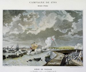 Søslag: Belejring af Toulon i 1793 - i "" Napoleons søslag"" af Unknown artist