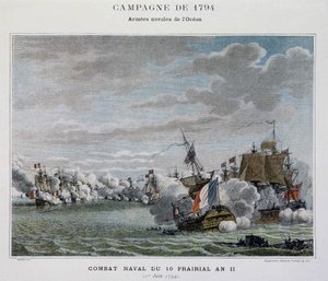 Søkamp, du 10 prairial An II (1794) - i "" Napoleons søslag"" af Unknown artist