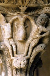 Norman Art i Monreale (Sicilien): hovedstæder i Cloitre des Benedictins. af Unknown artist