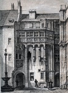 Nurnberger Rathaus - gården til rådhuset i Nürnberg - gravering omkring 1867 af Unknown artist