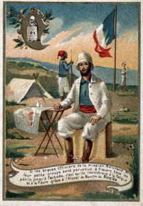 Officer for Marchand-missionen. 1800-tallets kromolitografi af Unknown artist