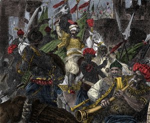Den 29. maj 1453 stormede Konstantinopel af Muhammad II, sultan af Osmannerriget - Erobring af Konstantinopel: hæren af den osmanniske sultan Mehmet II (Mehmed II Erobreren eller Muhammad II Fatih) (1430-1481) belejrede byen i Konstantinopel 1 af Unknown artist