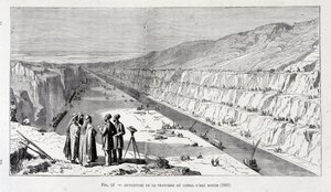 Åbning af grøften i Suez-kanalens ferskvandskanal af Unknown artist