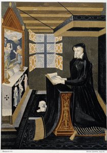 Oratorium af dronning Catherine de Medici (Caterina de Medici) (dronning i bøn) - baseret på emalje fra det 16. århundrede, Cluny Museum af Unknown artist