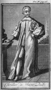 Ridderordener. Ridder af Saint Paul. I "" Historien om militære ordener eller riddere, om de sikre og rutineprægede militser af begge køn, som er blevet etableret indtil videre. Udgave taget fra Abbe Giustiniani, R.P.Bonani, M. Herman, Schoonebeek, R.P.Hel af Unknown artist